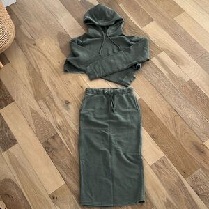 Fleece Skirt and Cropped Hoodie Set